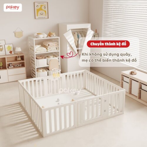 Combo quây nhựa Pakey Babyhome NC02 + cầu trượt + bập bênh