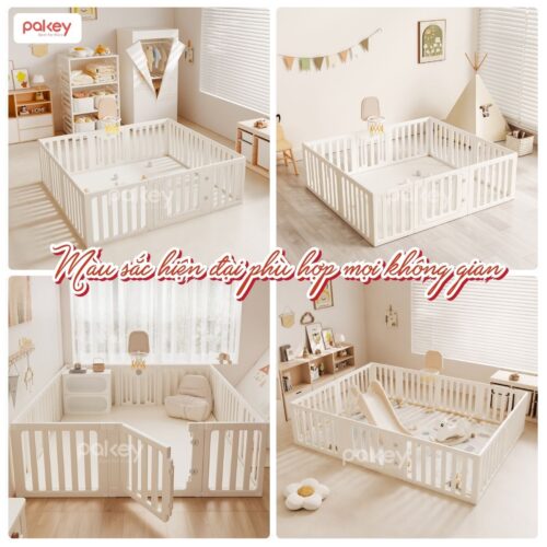 Combo quây nhựa Pakey Babyhome NC02 + cầu trượt + bập bênh