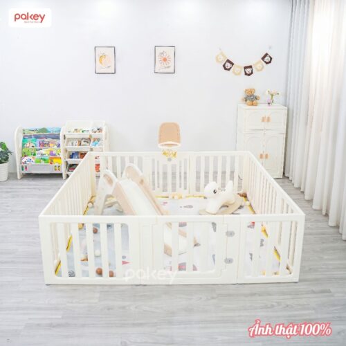 Combo quây nhựa Pakey Babyhome NC02 + cầu trượt + bập bênh
