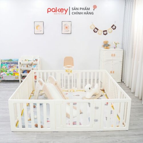 Combo quây nhựa Pakey Babyhome NC02 + cầu trượt + bập bênh