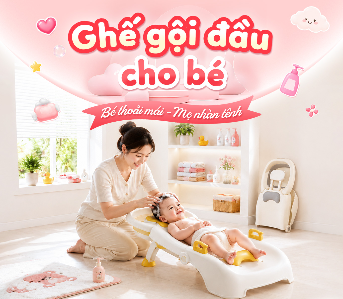 GHẾ GỘI ĐẦU CHO BÉ