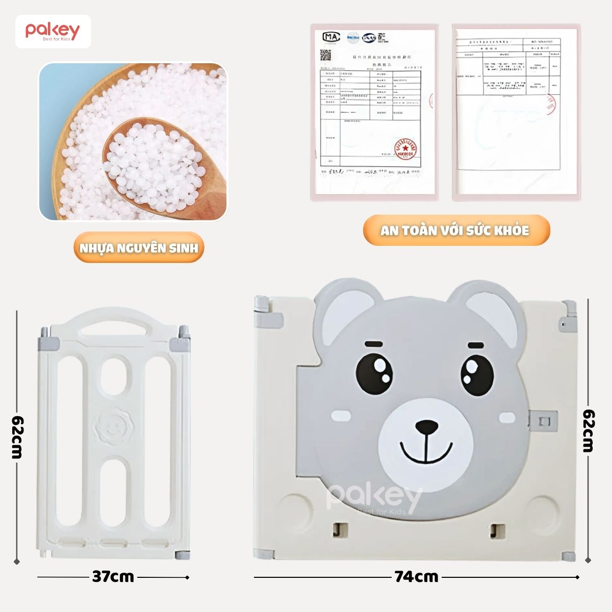 Quây cũi nhựa gấp gọn Pakey gấu NC01 màu ghi-trắng 20 Quây cũi nhựa gấp gọn Pakey gấu NC01 màu ghi-trắng