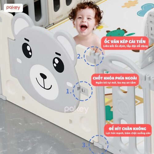 Quây cũi nhựa gấp gọn Pakey gấu NC01 màu ghi-trắng 15 Quây cũi nhựa gấp gọn Pakey gấu NC01 màu ghi-trắng