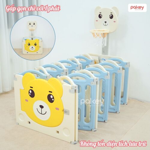Quây cũi nhựa gấp gọn Pakey Gấu NC01 màu xanh - trắng 12 Quây cũi nhựa Pakey Gấu NC01 màu xanh-trắng