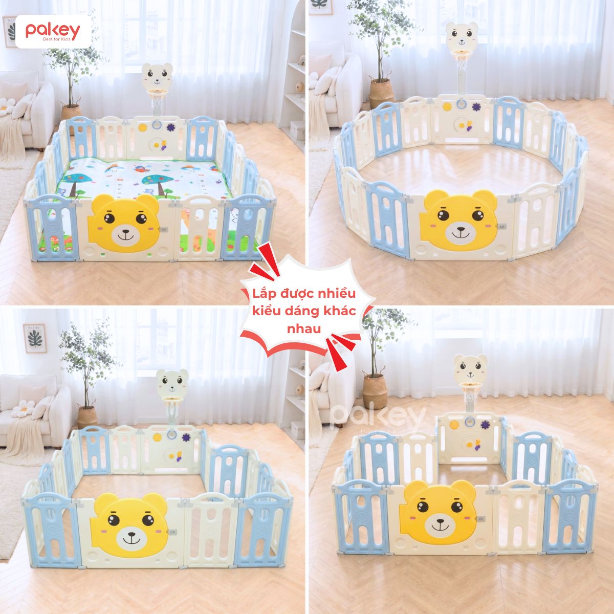Quây cũi nhựa gấp gọn Pakey Gấu NC01 màu xanh - trắng 16 Quây cũi nhựa Pakey Gấu NC01 màu xanh-trắng