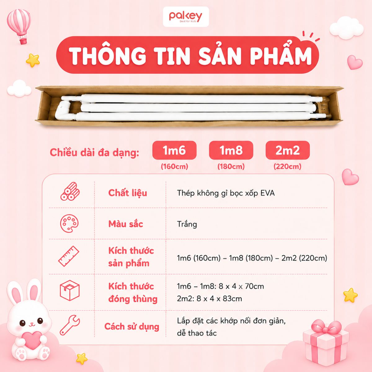 Thanh cố định đầu giường (thanh chắn giường Pakey G600) 15 Thanh cố định đầu giường (thanh chắn giường Pakey G600)