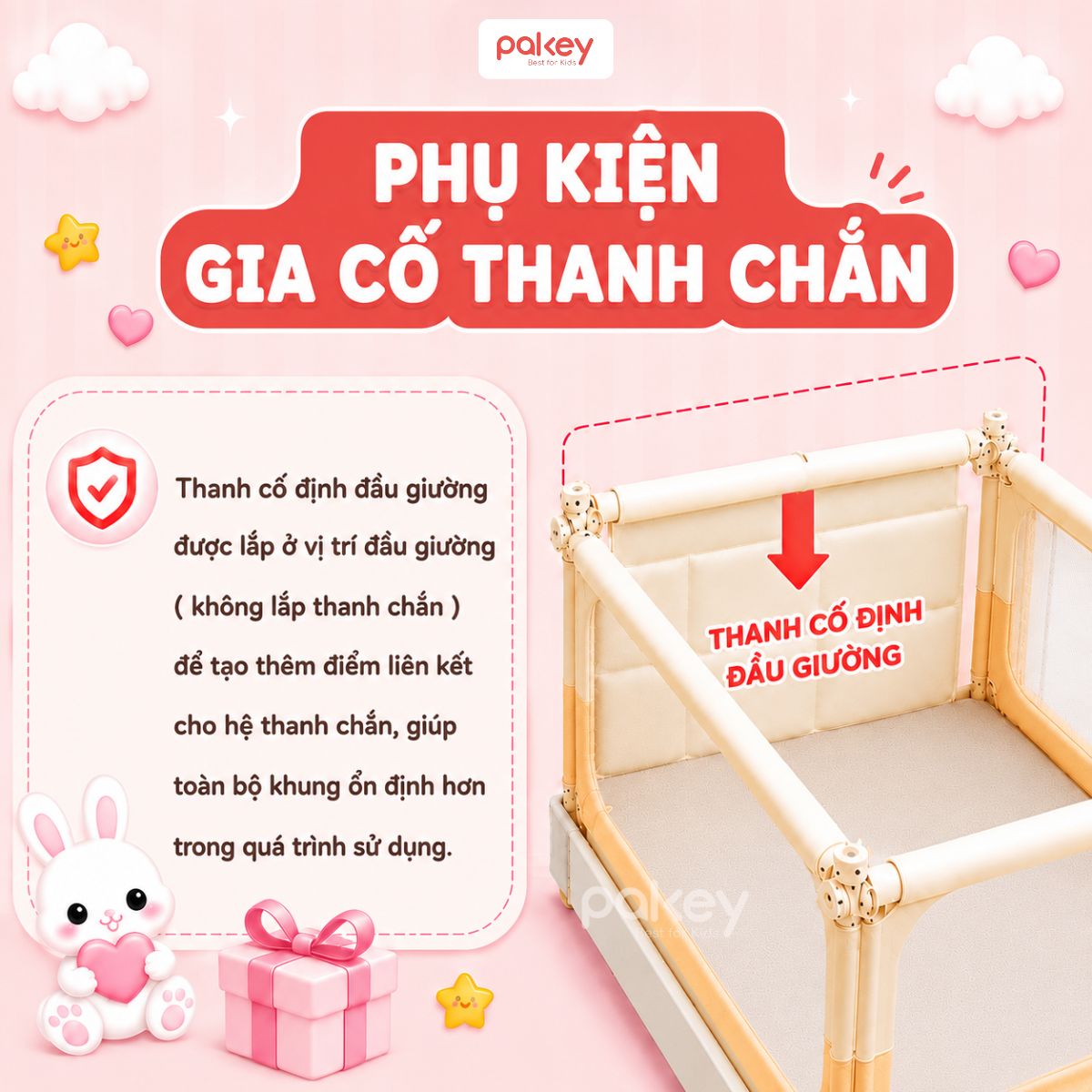 Thanh cố định đầu giường (thanh chắn giường Pakey G600) 18 Thanh cố định đầu giường (thanh chắn giường Pakey G600)