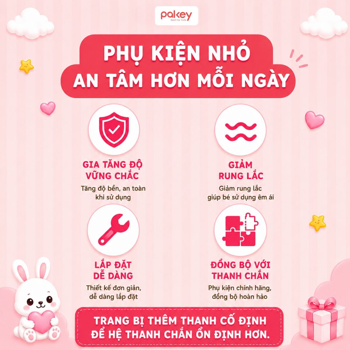 Thanh cố định đầu giường (thanh chắn giường Pakey G600) 19 Thanh cố định đầu giường (thanh chắn giường Pakey G600)