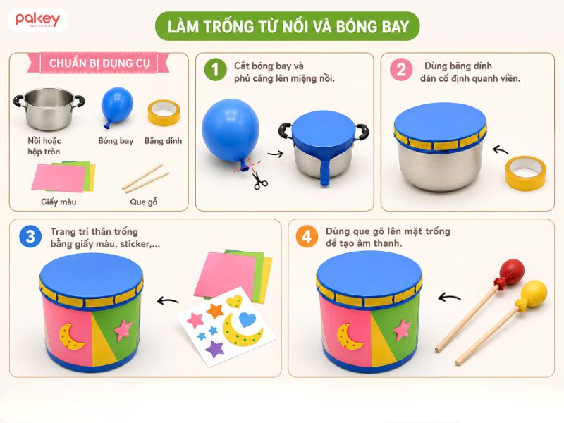Hướng dẫn 4 cách làm đồ chơi âm nhạc cho bé mầm non