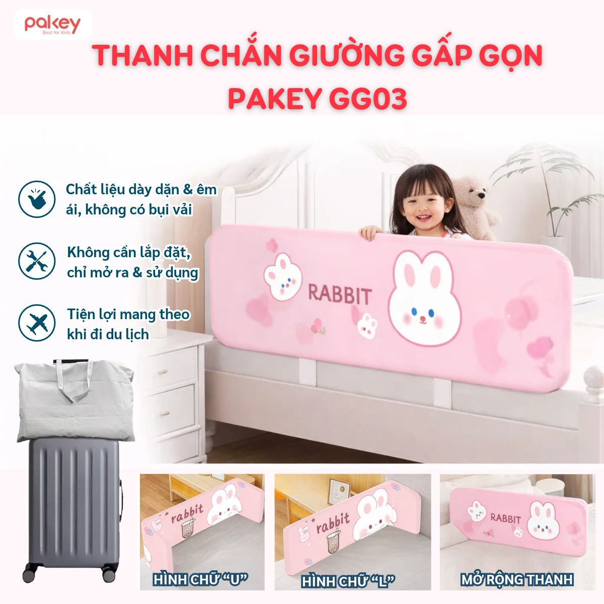 Thanh chắn giường gấp gọn Pakey GG03 41 Thanh chắn giường gấp gọn Pakey GG03