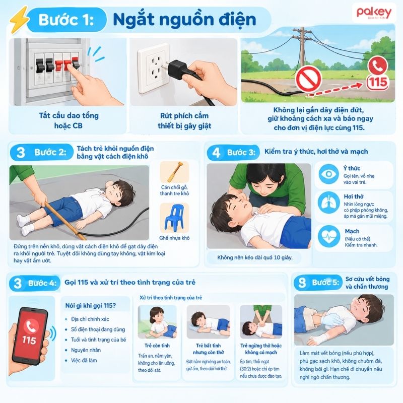 Hướng dẫn sơ cứu trẻ bị điện giật đúng cách, an toàn