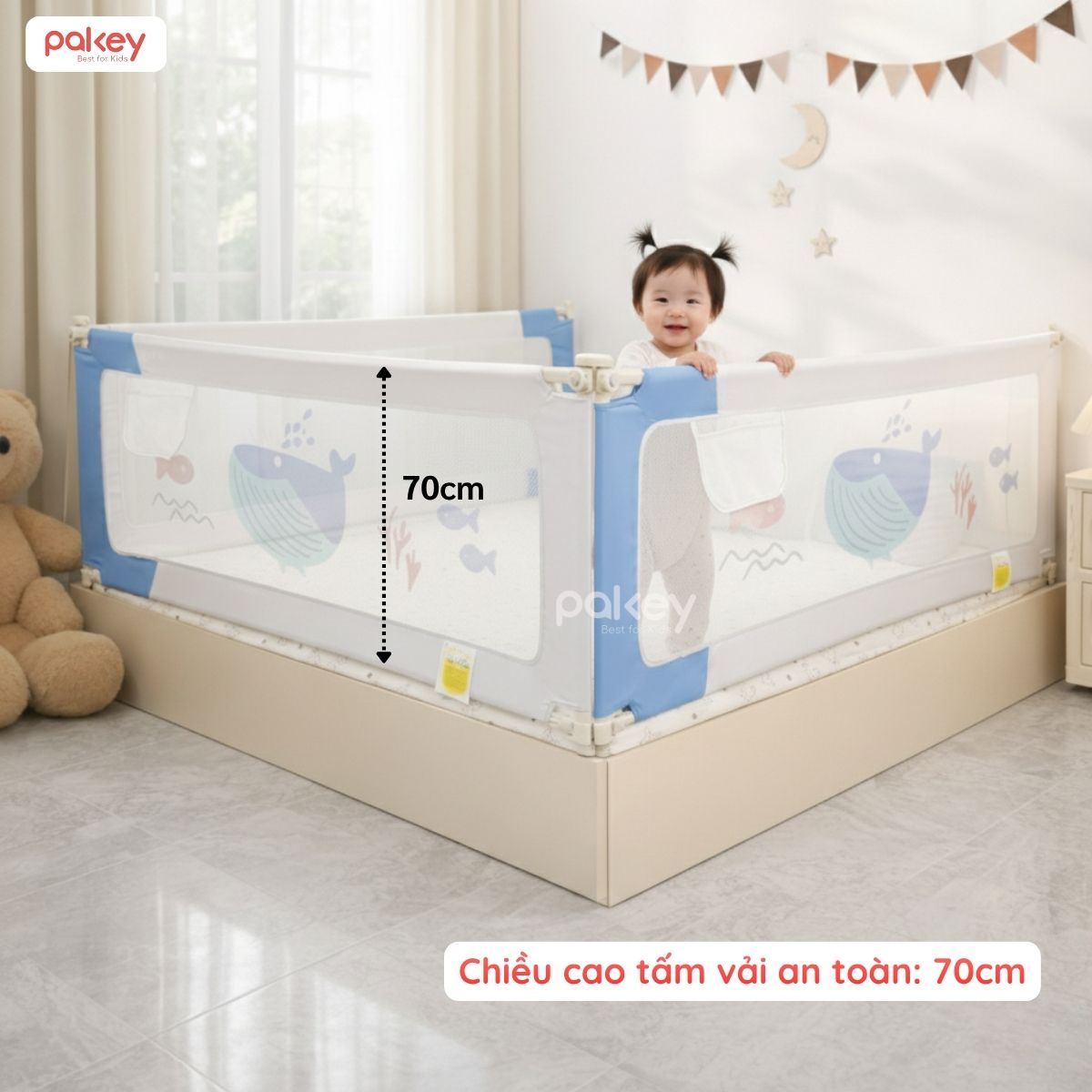Combo thanh chắn giường 1m8x2m Pakey - SV1 xanh dương 58 Combo thanh chắn giường 1m8x2m Pakey