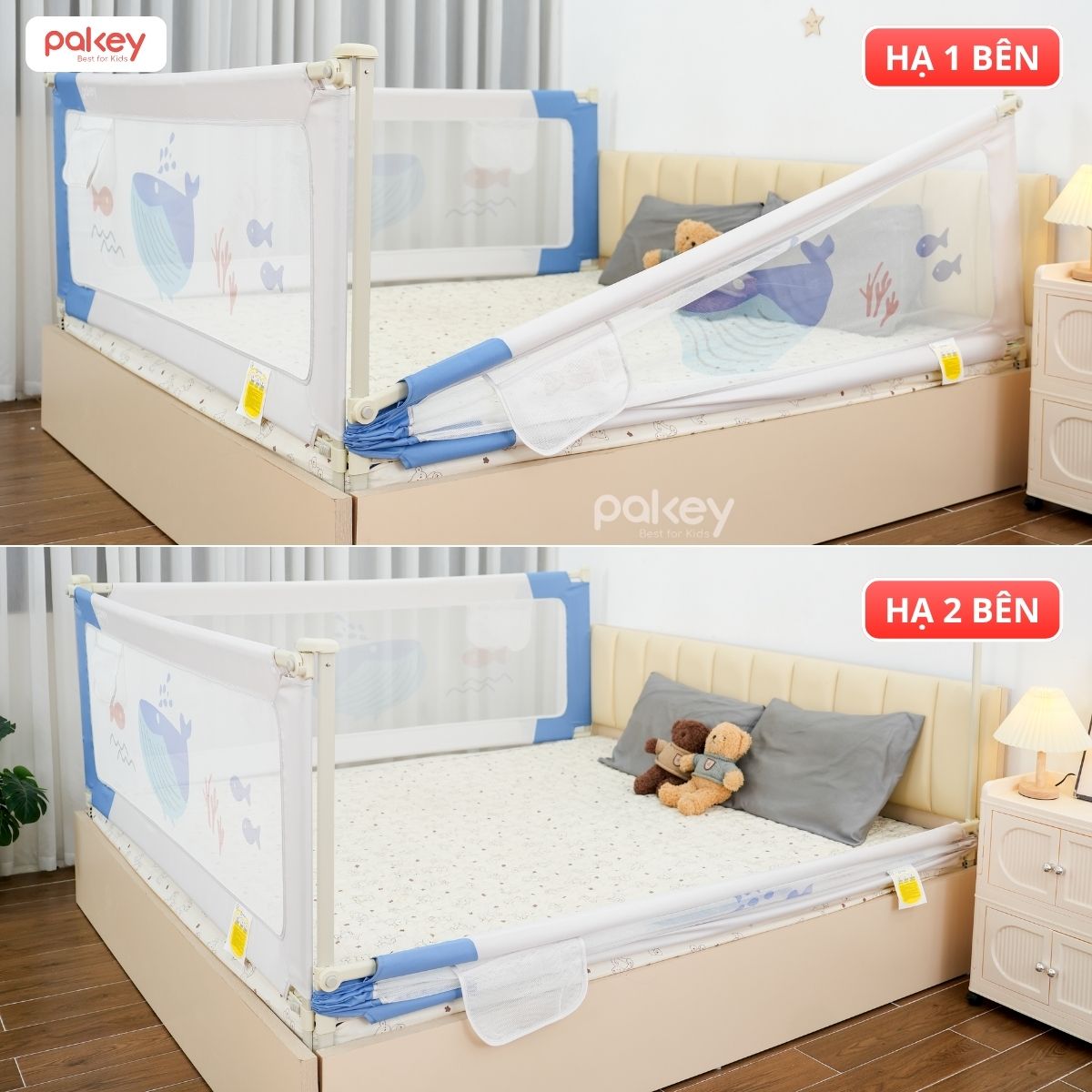 Combo thanh chắn giường 1m8x2m Pakey - SV1 xanh dương 59 Combo thanh chắn giường 1m8x2m Pakey