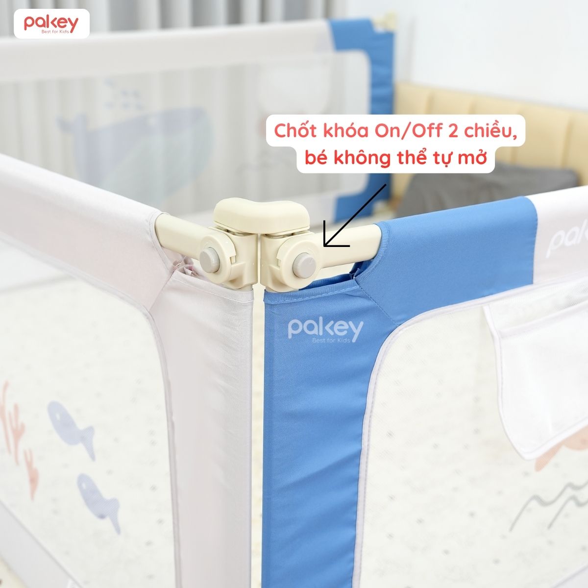 Combo thanh chắn giường 1m8x2m Pakey - SV1 xanh dương 60 Combo thanh chắn giường 1m8x2m Pakey